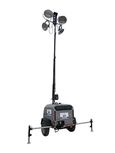 gray light tower fully extended